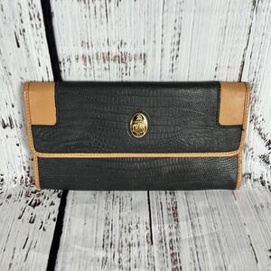 Vintage Mark Cross Leather Women's Wallet Black Brown Two-Tone Italian Made